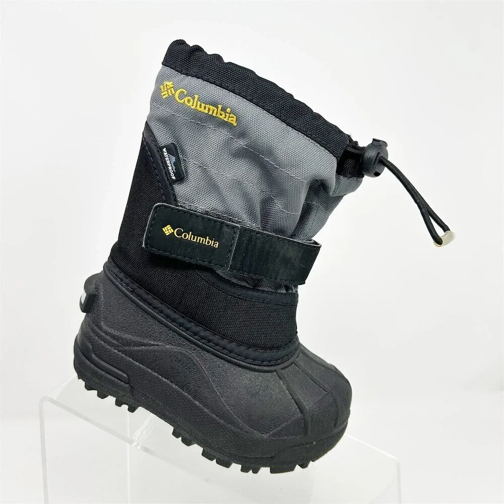 Columbia Powderbug Plus II Kids Snow Boots Waterproof Insulated Black Size 7